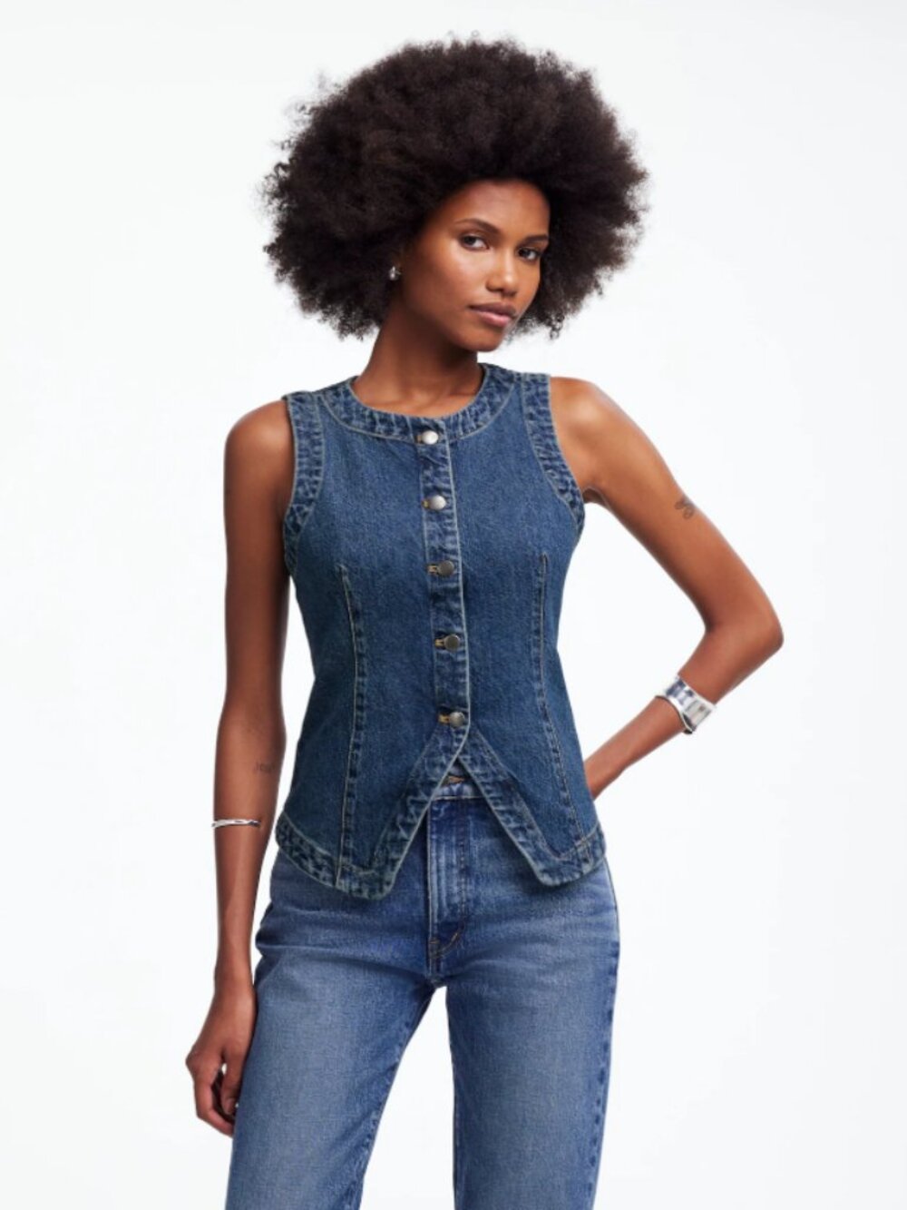 Madewell Denim Crewneck Vest - Size 0